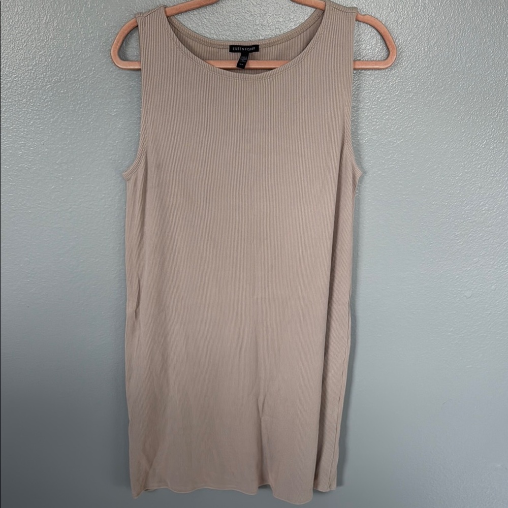 EILEEN FISHER medium Tan Sleeveless Ribbed Dress
